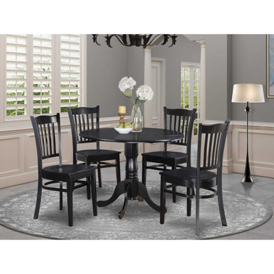 Table de salle à manger 5 pièces avec 4 chaises et dossier en treillis
