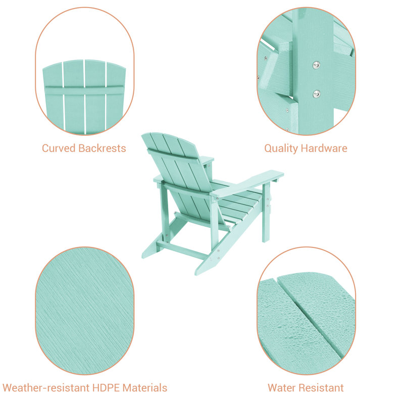 Bucareli Ergonomics Plastic Adirondack Chair, Light Green