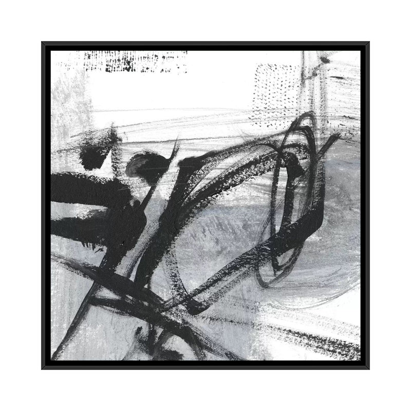 Scribble Script I par Ethan Harper - reproduction d'art, Pas de tapis, Toile avec cadre noir, H 37 po x l 37 po x P 1,5 po