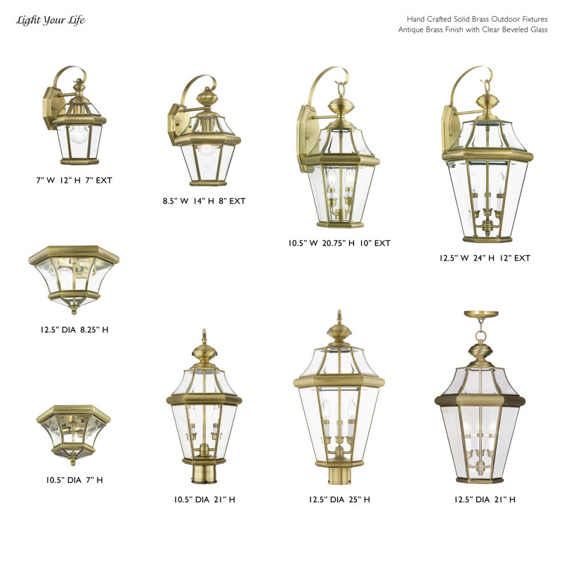 Tête de lanterne câblée à 1 lumière de 25 po H Creason, Laiton