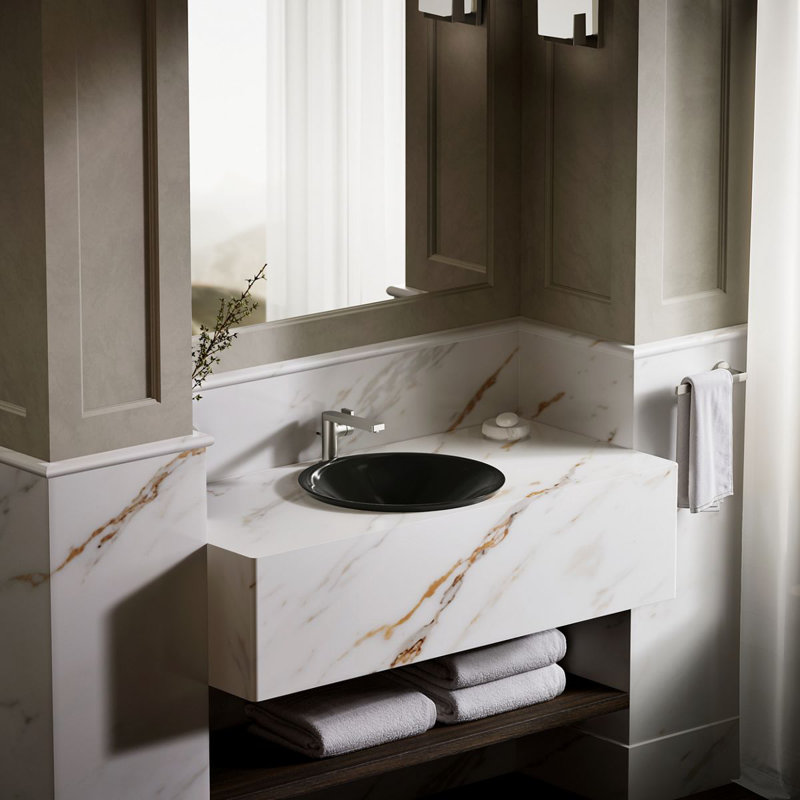 Carillon Circular Vessel Bathroom Sink, Black Black