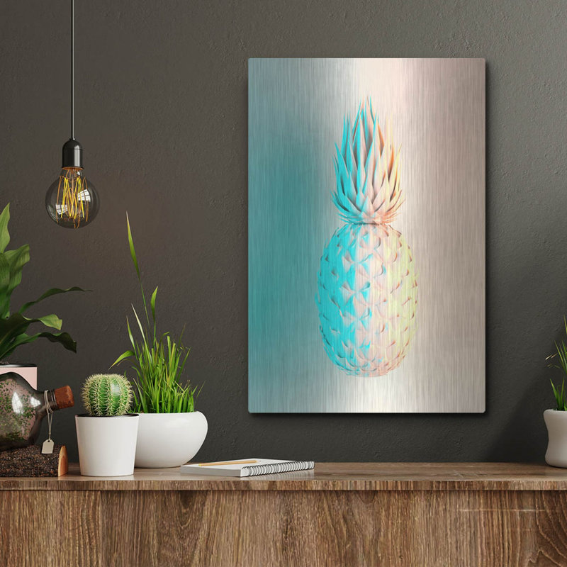 «Delicate Pineapple», art mural en métal, H 16 po x l 12 po