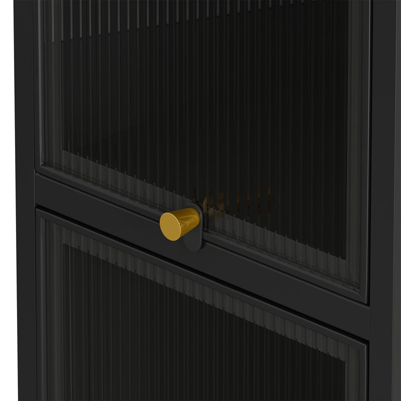 Armoire de porte moderne en verre à trois niveaux avec rangement à quatre niveaux