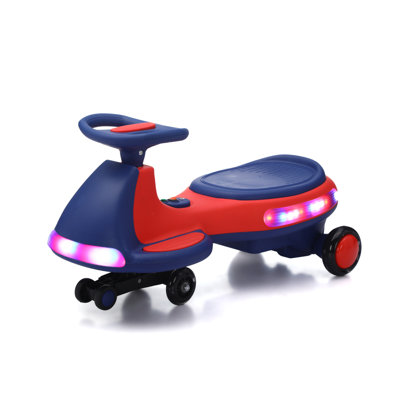 Rechargeable Electric Wiggle & Swing 2-in-1 Ride-On Car with Pedal, Flashing Wheels, Anti-Rollover & 2 Speeds for Kids Ages 3+