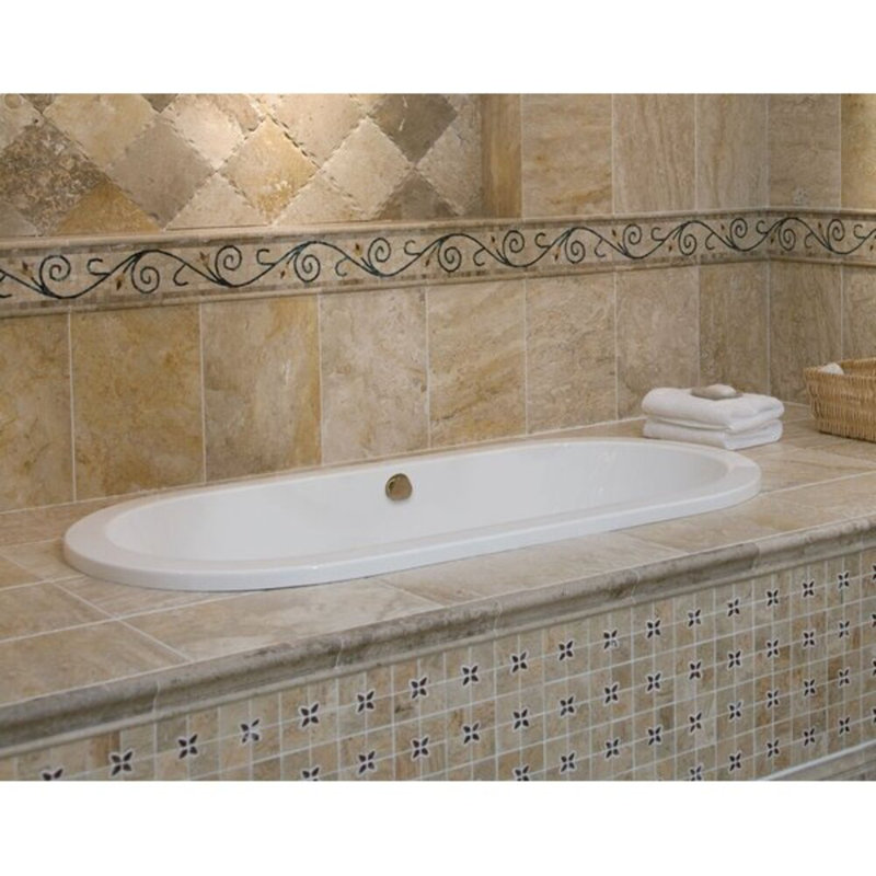 Elle 72'' x 36'' Acrylic Bathtub, Bone, Polished Nickel