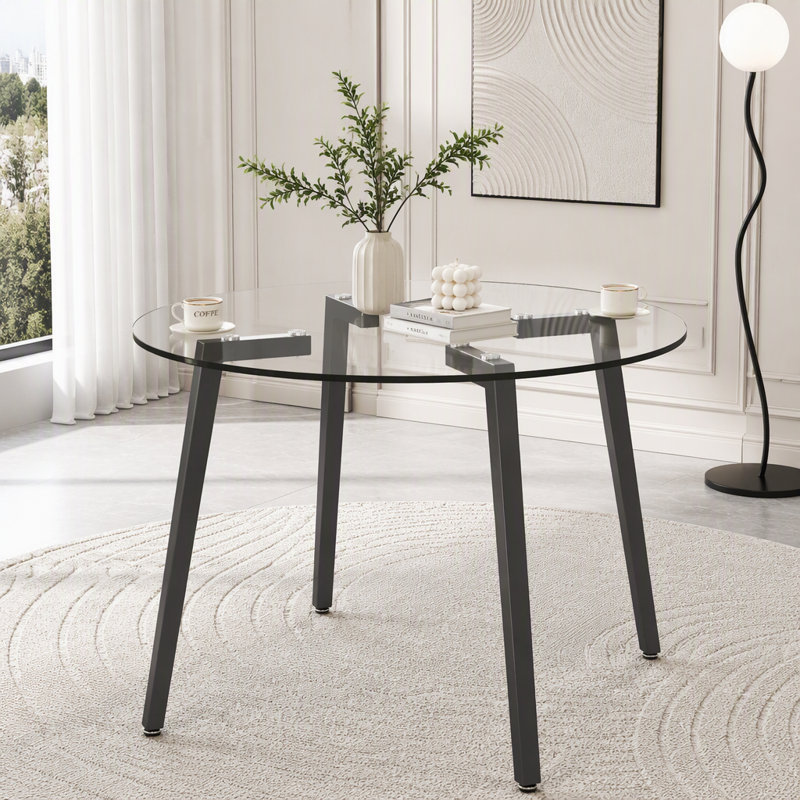 42" Round Tempered Glass Dining Table