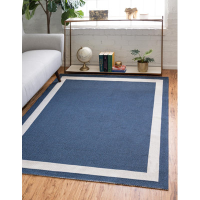 Tapis bleu marine / ivoire en coton Jedidiah