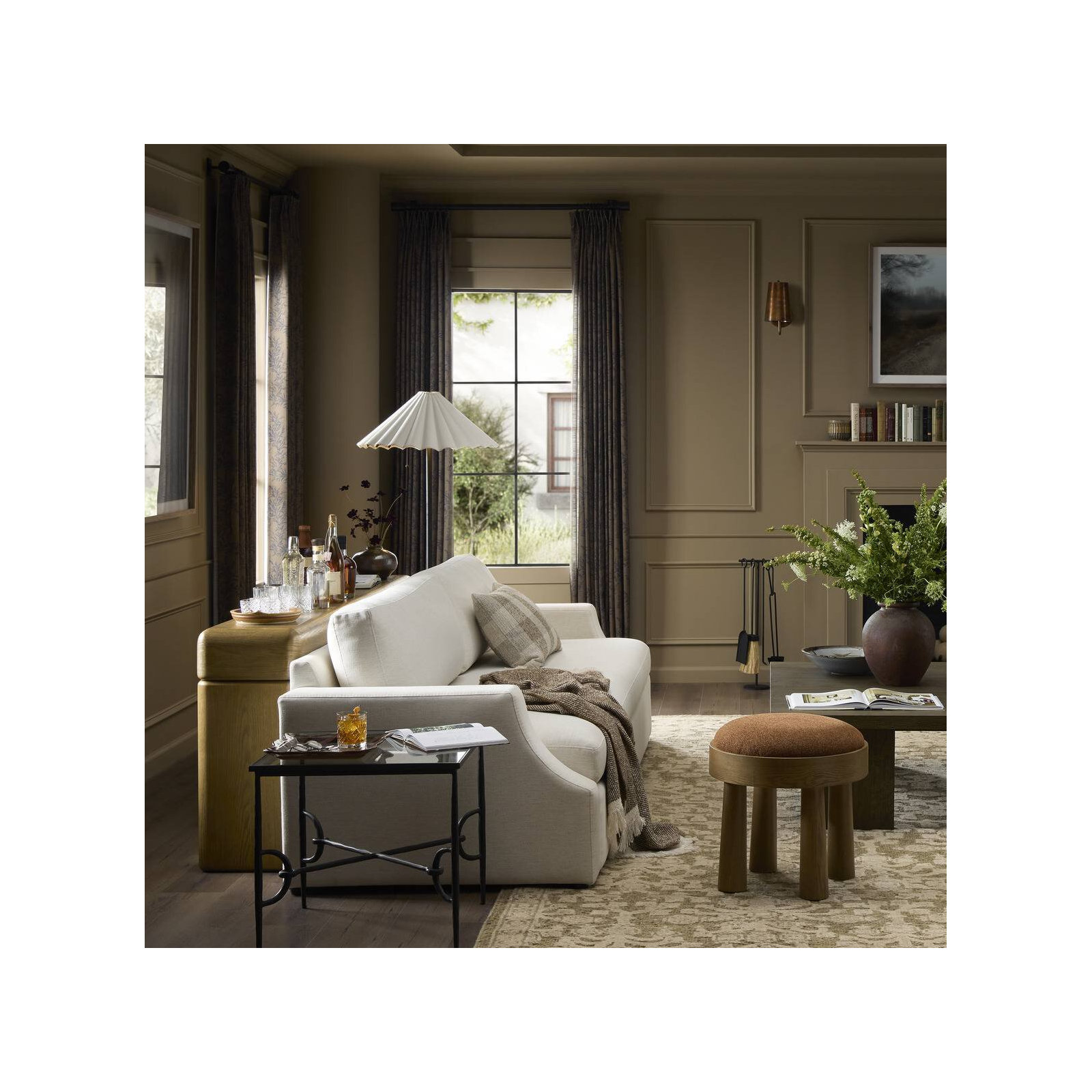 Langston 105" Upholstered Bench Sofa, Crypton Nomad Snow