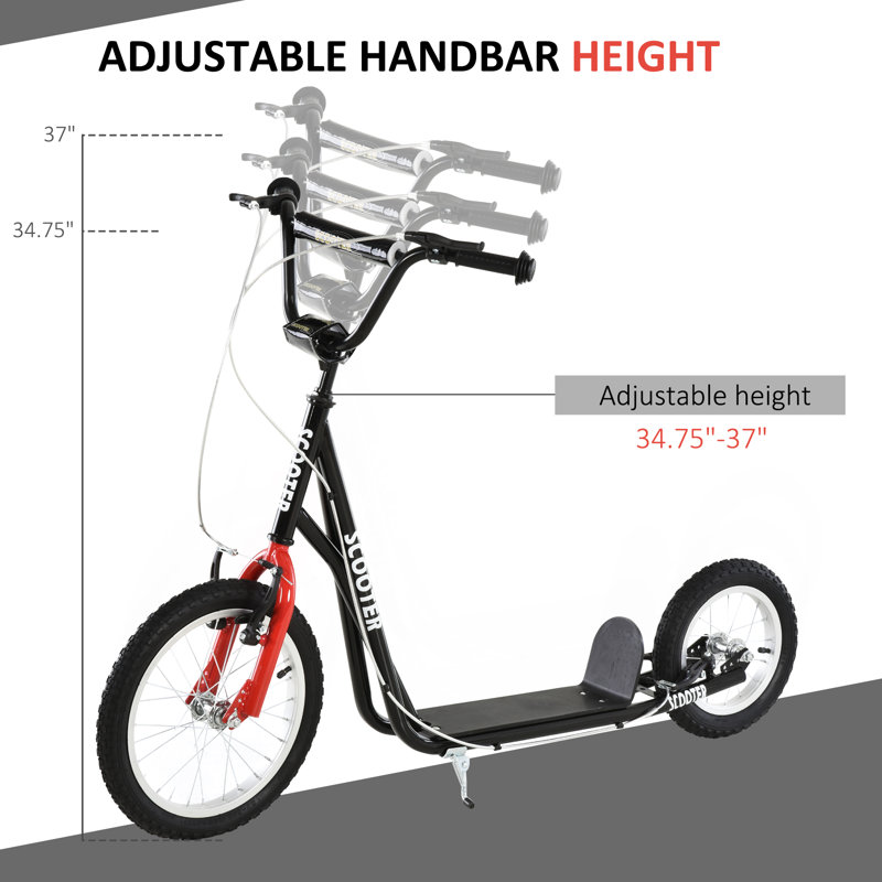 Adjustable Black Steel Frame Kick Scooter with Dual Brakes