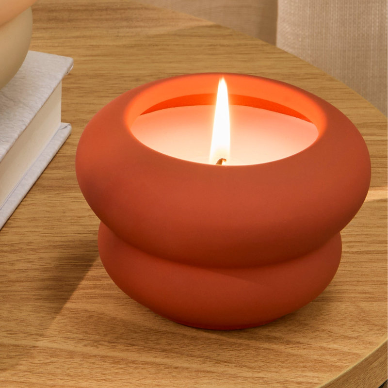 Plant / Floral Scented Tumbler Candle with Ceramic Holder, Paprika