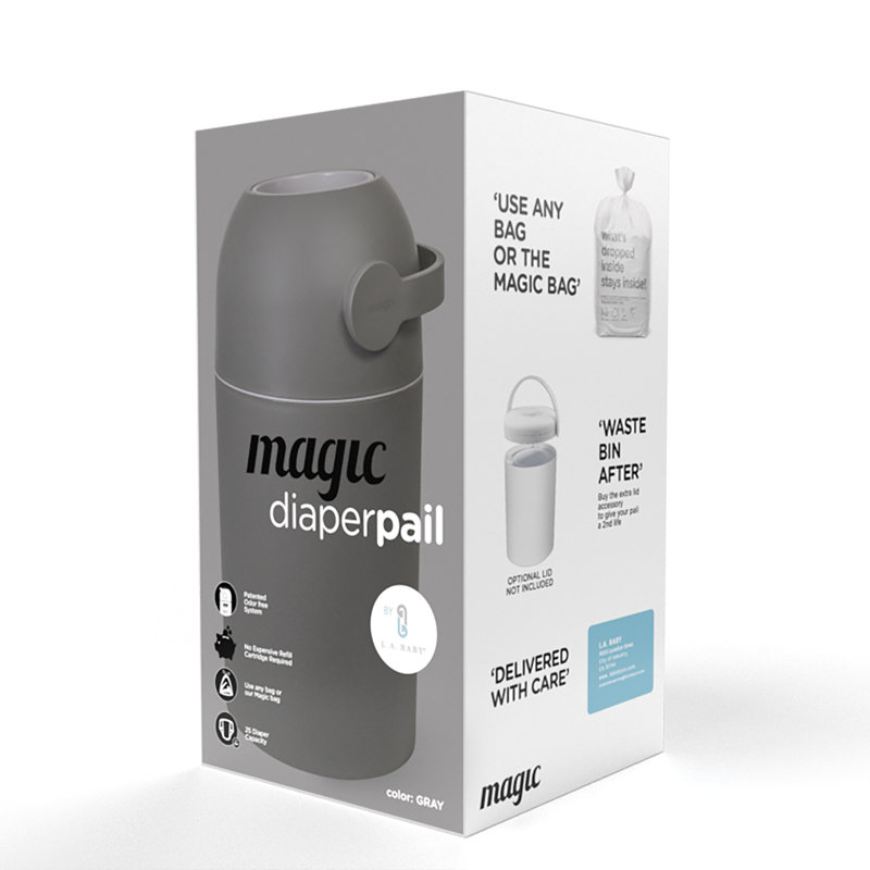 Odor-Free Diaper Pail, Gray
