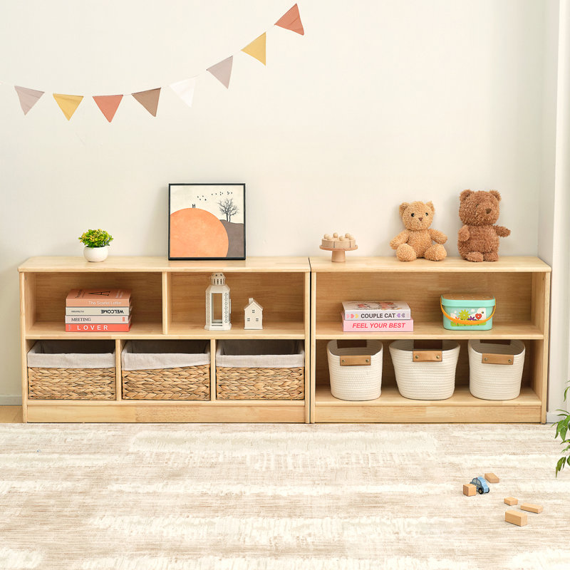 Bibliothèque à 43 compartiments en bois d'hévéa massif 43,3 "Ebern Designs