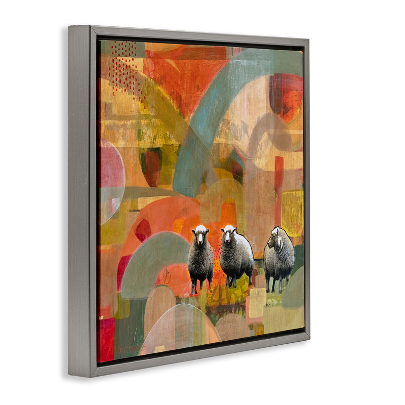 Cadre flottant Counting In My Sheep, design par Dianna Fritzler, Cadre flottant gris lustré, H 18 po x l 18 po
