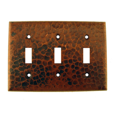 Copper Switchplate Triple Toggle Switch Cover -  Premier Copper Products, ST3
