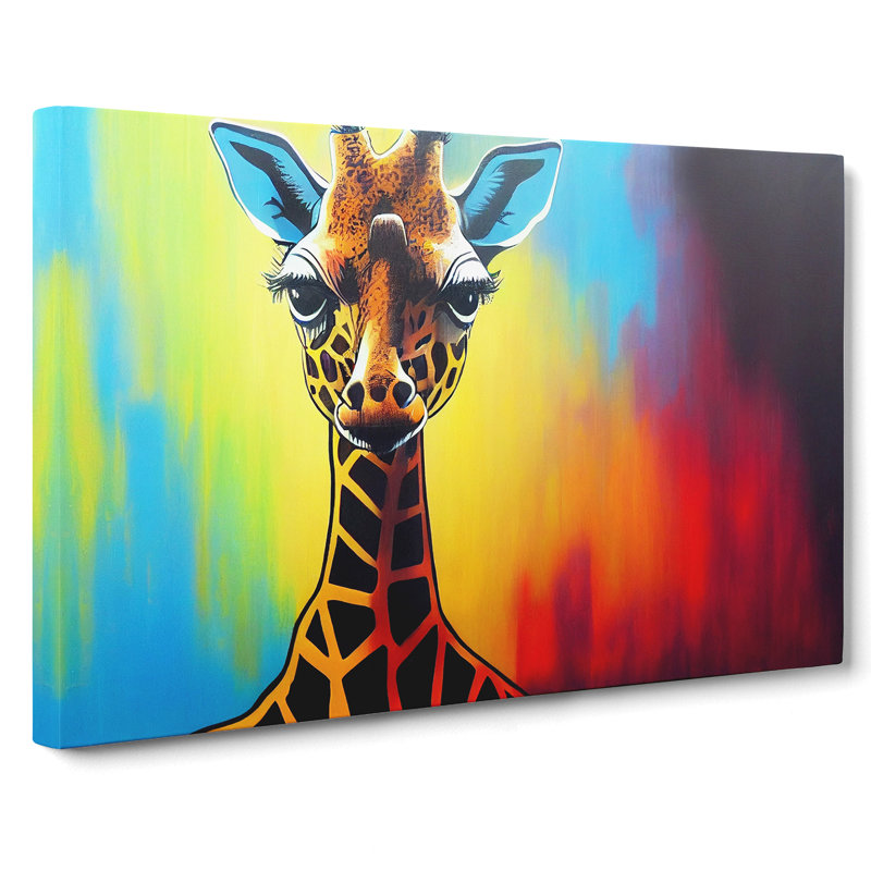 Giraffe In Colour - Wrapped Canvas Painting, 50cm H x 76cm W x 3cm D