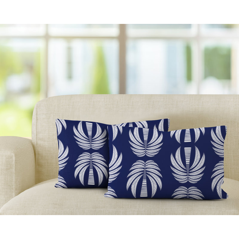 Polyester / Mélange de polyester Housse de coussin rectangulaire intérieure / extérieure lombaire et insert, Bleu marine