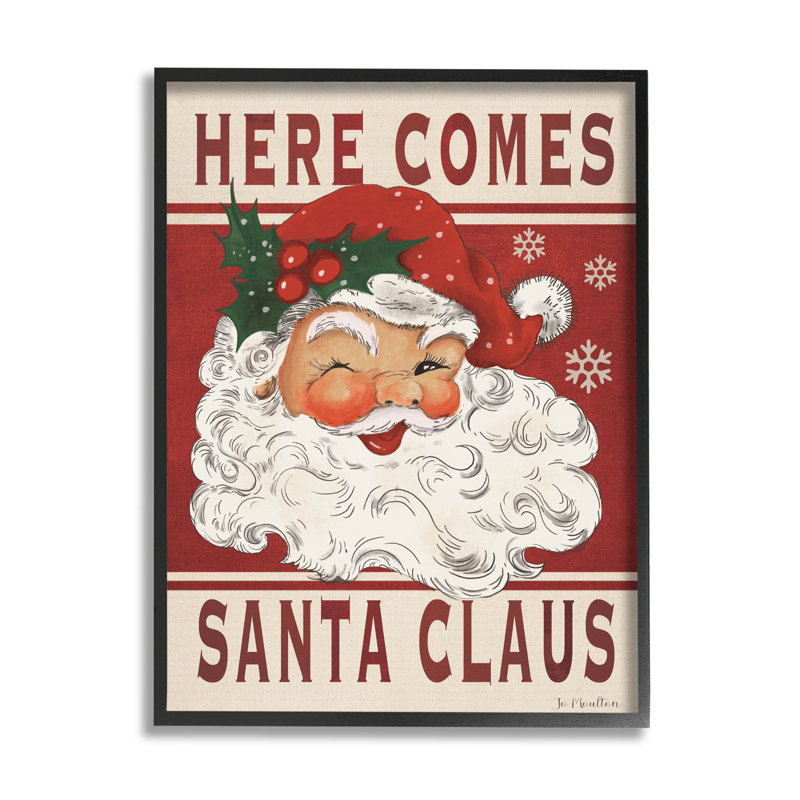 Here Comes Santa Claus at-194, Giclée encadrée noir minuit, H 14 po x l 11 po x P 1,5 po