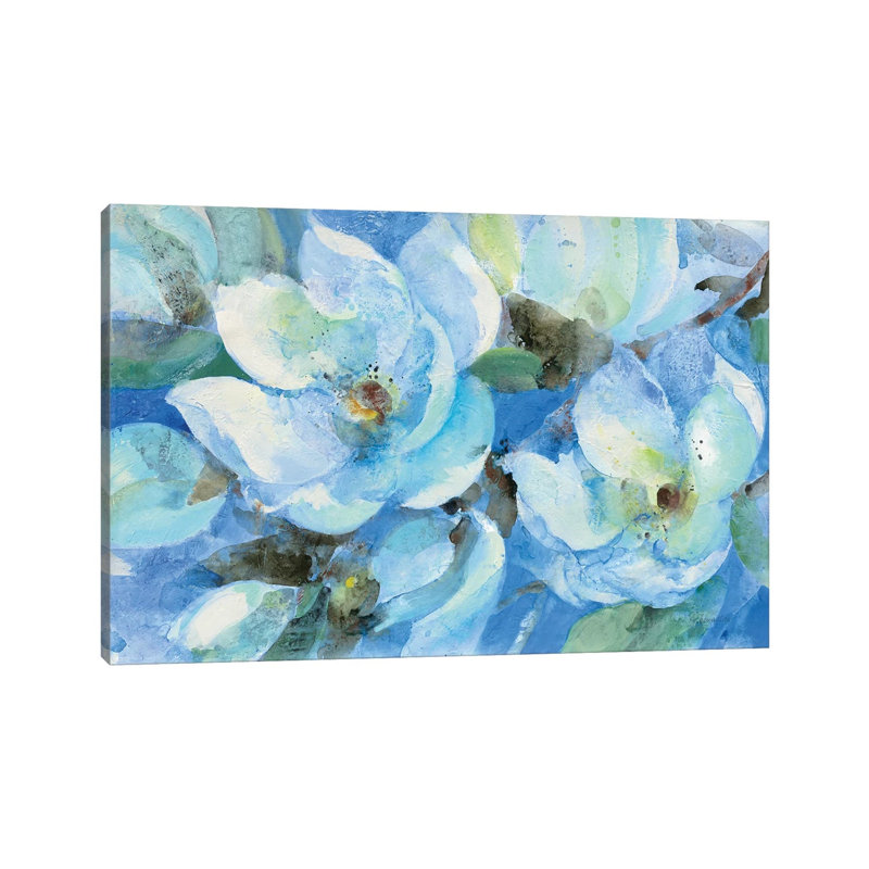 Blue Magnolias by Albena Hristova - Wrapped Canvas Print, 20.32 cm H x 30.48 cm W