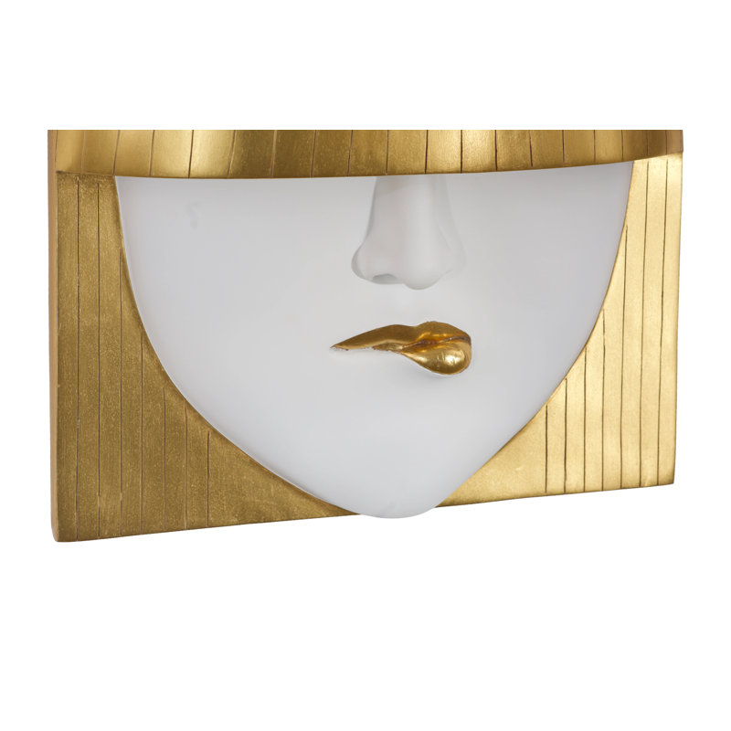 Fashion Faces and Leaf Wall Décor, White/Gold Leaf