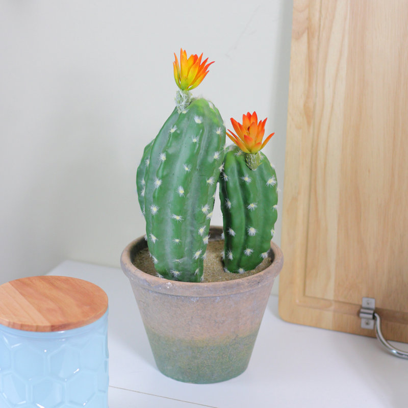Cactus artificiel 12,5 po dans un panier