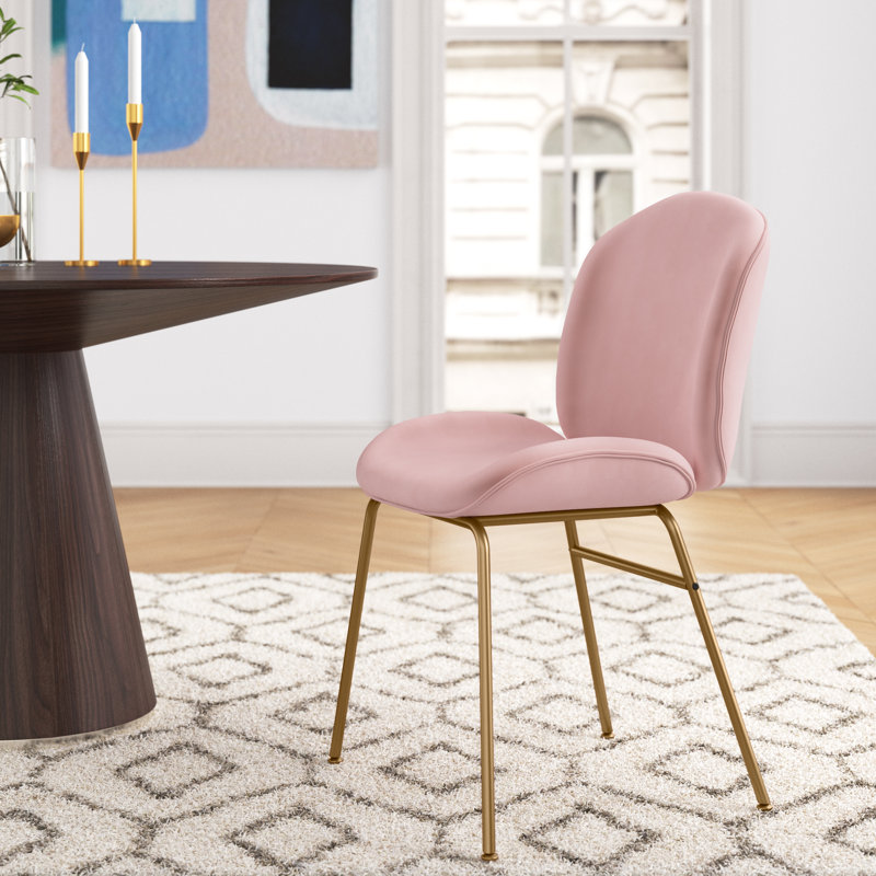 Shae 46cm H Velvet Upholstered Side Chair, Pink