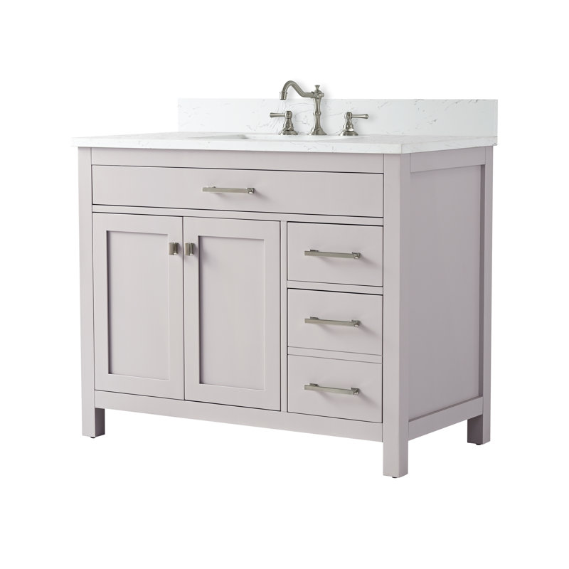 Ensemble de meuble-lavabo simple 42 po Ajhane, Taupe / nickel brossé