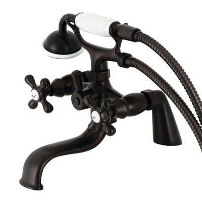 Kingston Brass Kingston Three-Handle 2-Hole Deck Mount Clawfoot Tub Faucet with Handshower