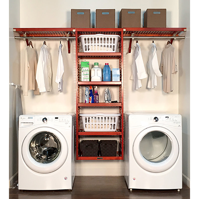 John Louis Home Solid Wood Laundry Room Organizer, Red Mahogany
