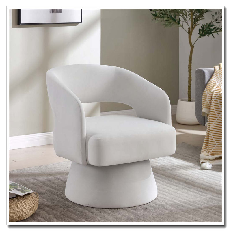 Fauteuil demi-tonneau pivotant à 360 degrés, Beige