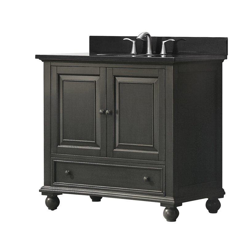 Ensemble de meuble-lavabo simple 37 po Samoset, Glacis gris anthracite, Blanc cala