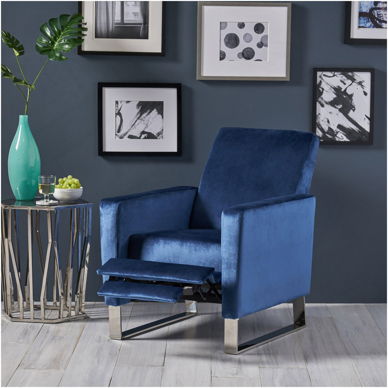 Fauteuil inclinable Arvin, Velours bleu