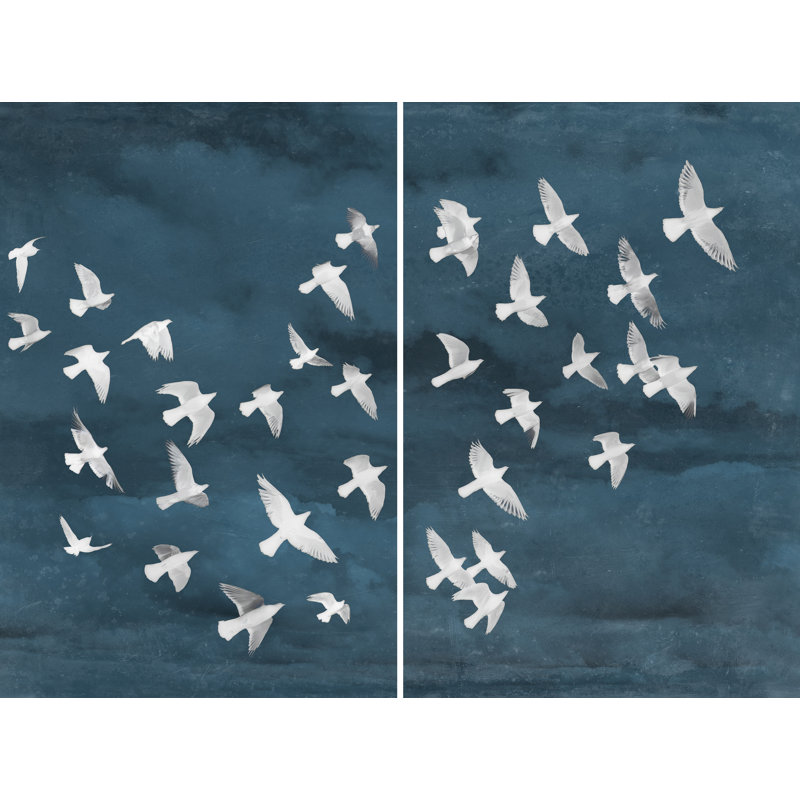 Birds In Flight Pair, Black, 24" H x 36" W