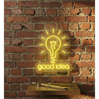  | Good Idea, enseigne au néon | Fabriqué avec un tube néon durable et incassable qui émet une lueur brillante et uniforme pendant plus de 50 000 heures sans décoloration ni scintillement | 19 x 24 | Jaune