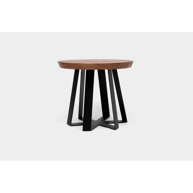 ARS Solid Wood End Table, Black, Walnut