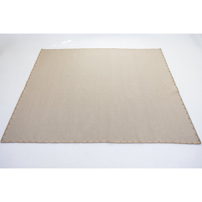 Sag Harbor Flatweave Wool Dhurrie Rug, Rectangle 4' x 6', Tan