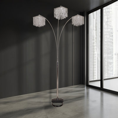 1pc Modern Design Classic Luxury Sleek Multi-Head Floor Arc Lamp Crystal-Like Accents Drape Living Room Curve Lamp