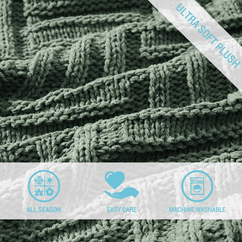 Knitted Throw Blanket, Green