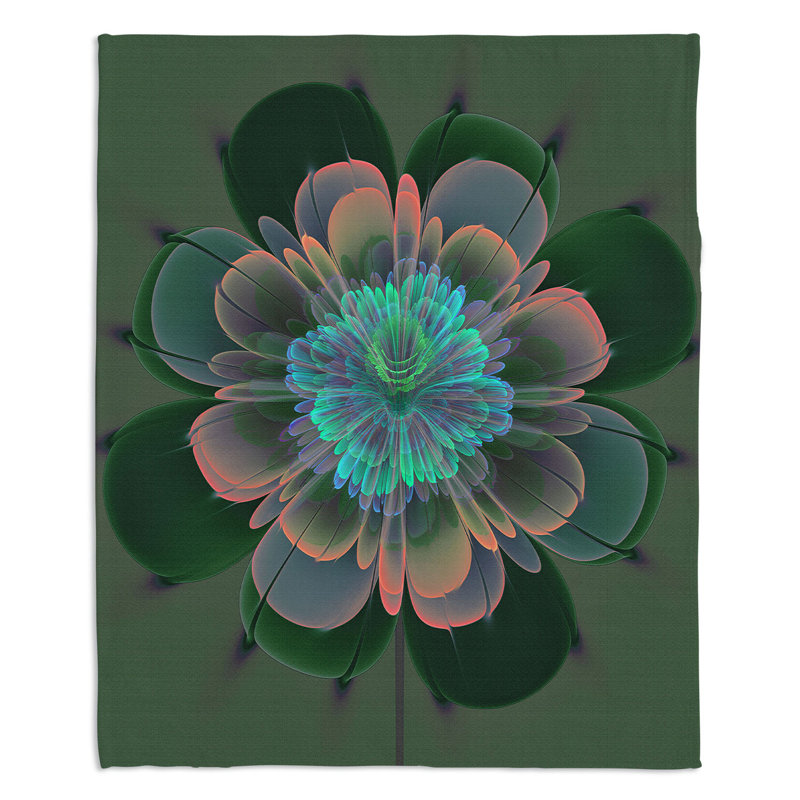  Jeté de fleur fantôme, l 68 po x L 80 po, Bleu pin