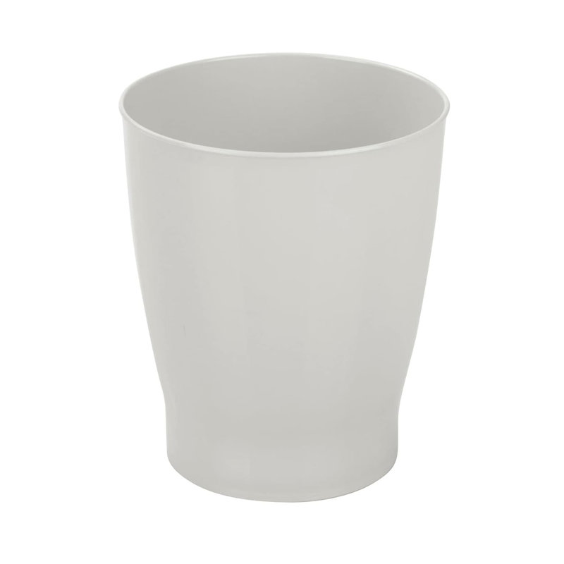 Light Gray Round Plastic Bathroom Trash Can for Kids