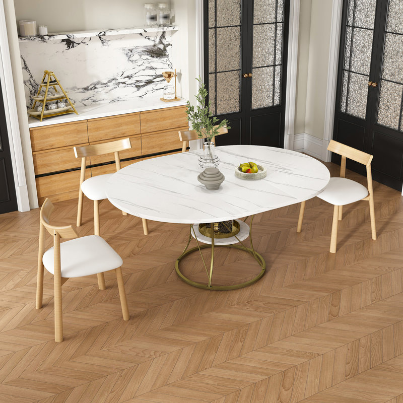Ensemble de table de salle à manger extensible 43 po pour 4 à 6 personnes avec 4 chaises en bois massif