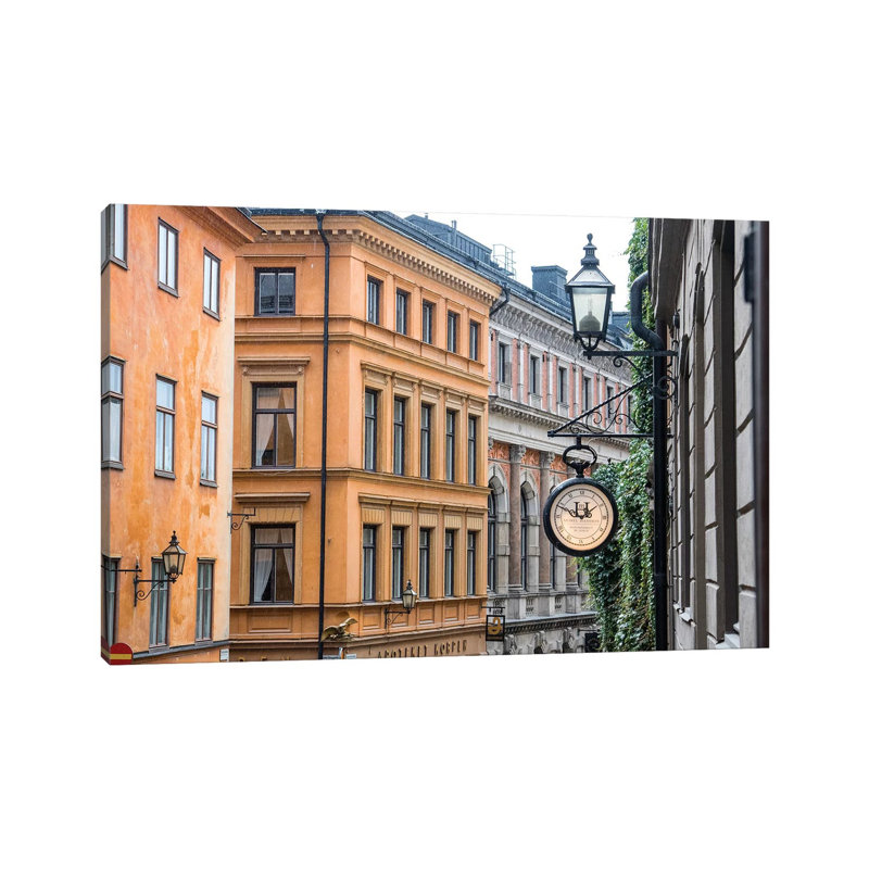 Located In The City Portion Of Stockholm, These Buildings Were Shot From A Staircase. by Mallorie Ostrowitz - Wrapped Canvas Print