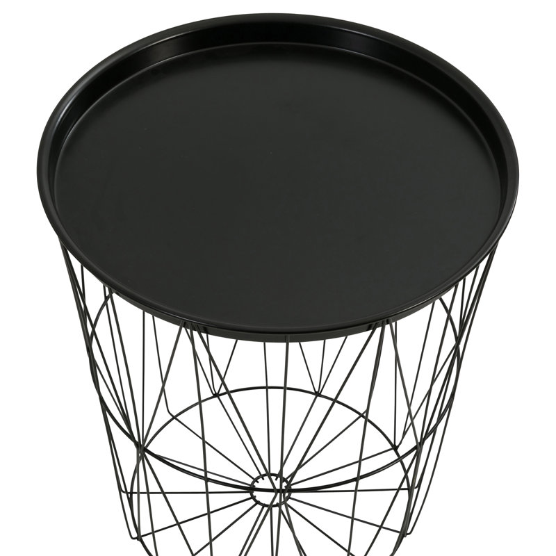 Brazil Tray Top Drum End Table, Anthracite