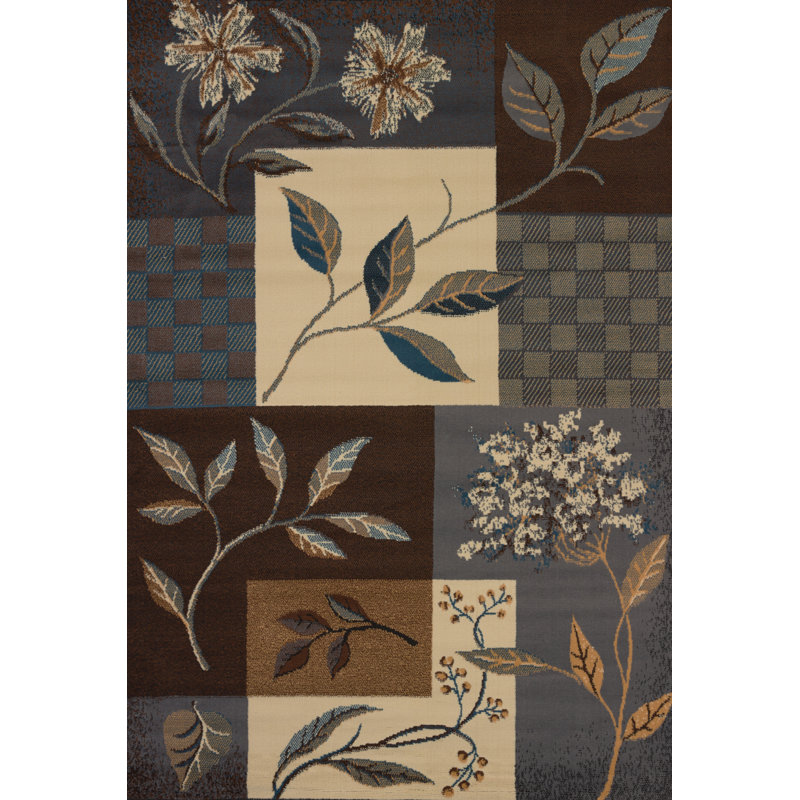 Tapis à motif floral bleu Aguilar, Rectangle 1 pi 10 po x 3 pi