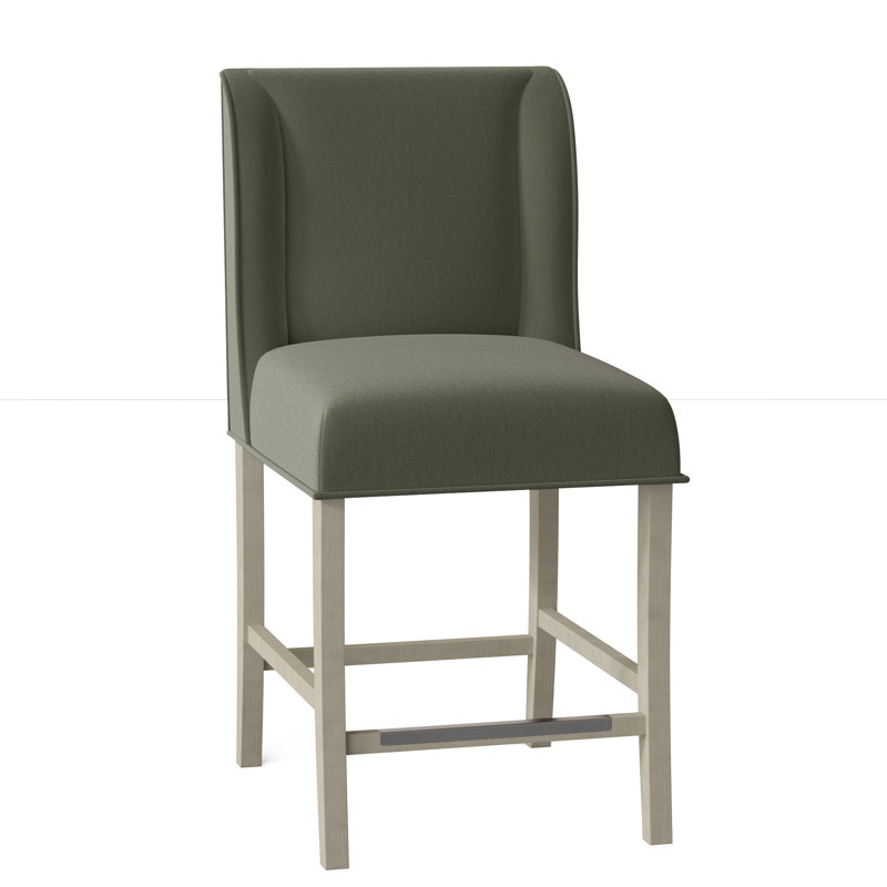 Dora Upholstered Stool with Solid Wood Frame, Walnut, Linen (3152 72), Bar Stool (30.5" Seat Height)