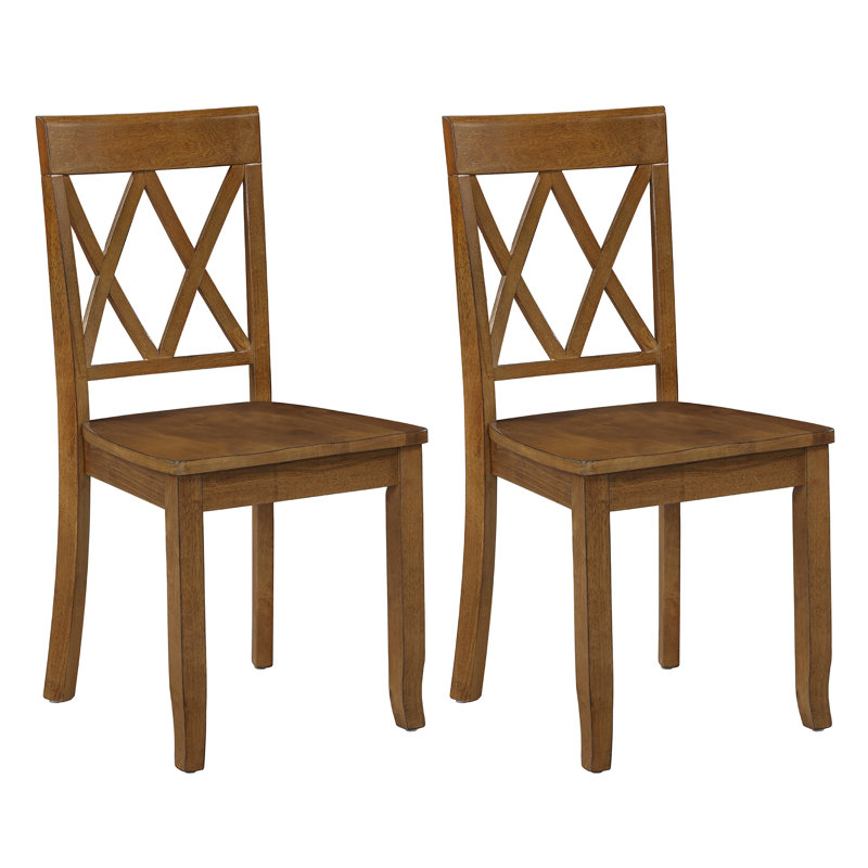 Deni 17" Wide Cross Back Dining Chairs, Antique Walnut