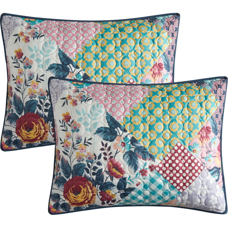 Cottage Charm Blue Patchwork Microfiber Queen Quilt Set