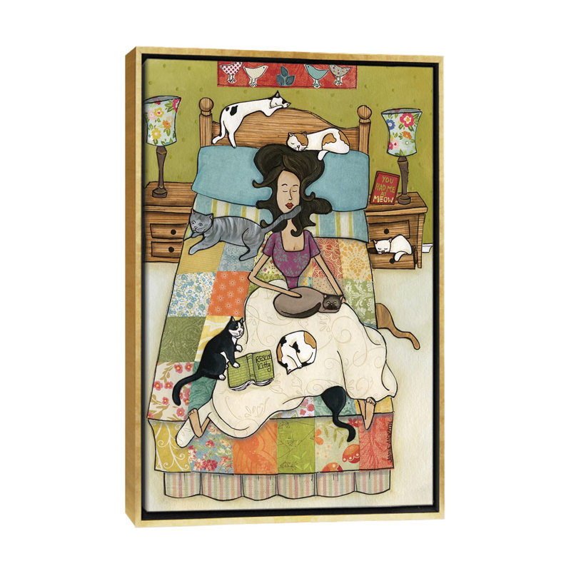 « Rescue kitties » par Jamie Morath-impression, H 48 po x l 32 po x P 1,5 po, Pas de tapis, Toile encadrée d'or