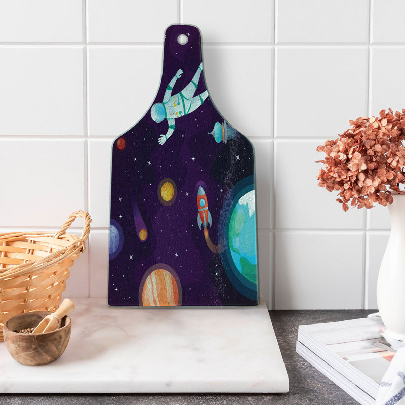 Astronaut in Space Dark Purple Tempered Glass Cutting Board