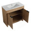 Meuble-lavabo autoportant avec lavabo en céramique blanche et 2 portes d'armoire à fermeture en douceur