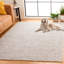 Tapis de couleur unie en laine / coton tissé à la main Vermont en ivoire / gris clair-98090234